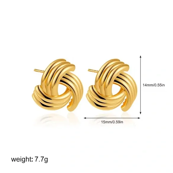 Elegant Gold Knot Earrings - Picture 3 of 3